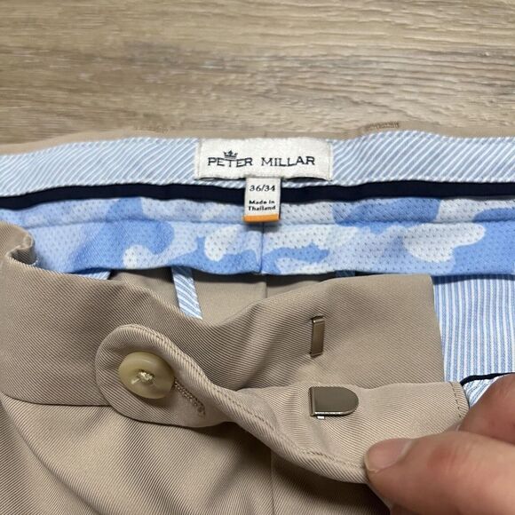 Peter Millar Pants Men's Size 36x30 Tan Beige Cotton Dress - Picture 6 of 11